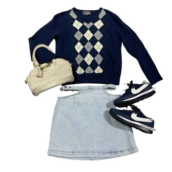 Revolve We Wore What Skirt Women M Denim Cut Out Mini Light Wash 90s Y2K Casual - Picture 2 of 14